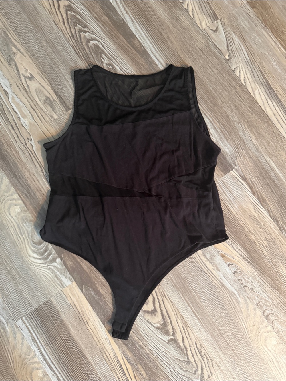 Charlotte Russe Black Mesh-Trim Bodysuit